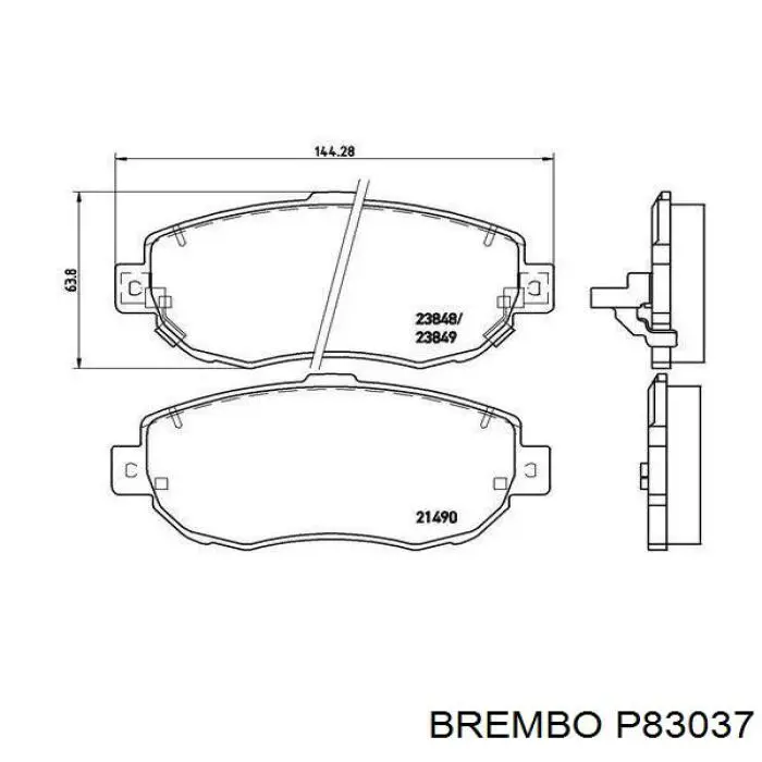 Колодки гальмівні передні, дискові P83037 Brembo