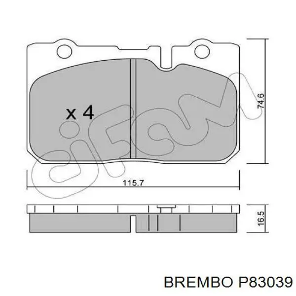 Передні тормозні колодки P83039 Brembo