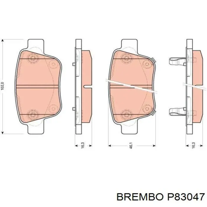 Купити P83047 Brembo Задні колодки