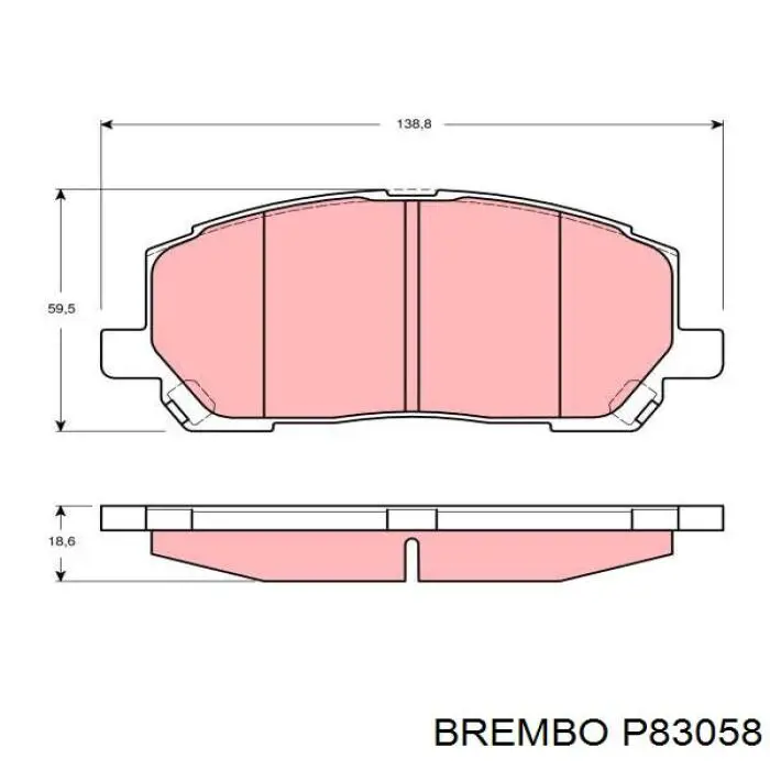 Купити P83058 Brembo Колодки гальмівні передні, дискові