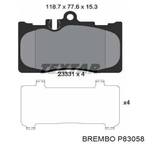 Тормозні колодки Brembo P83058