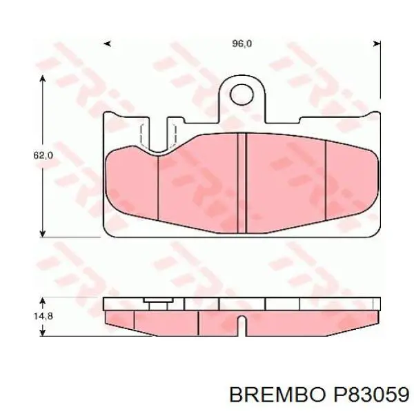 P83059 Brembo Колодки гальмівні задні, дискові