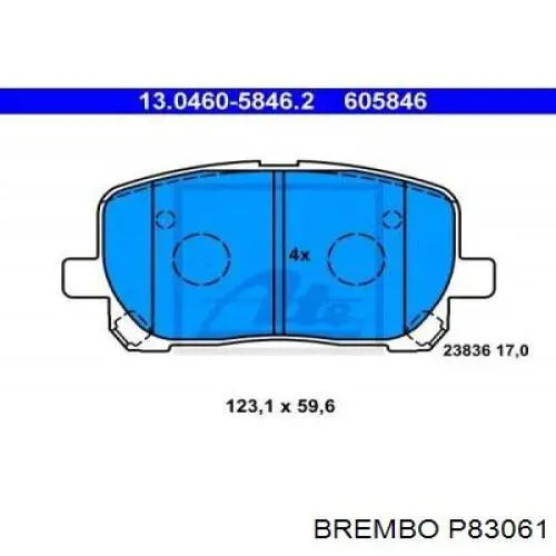 Передні тормозні колодки P83061 Brembo