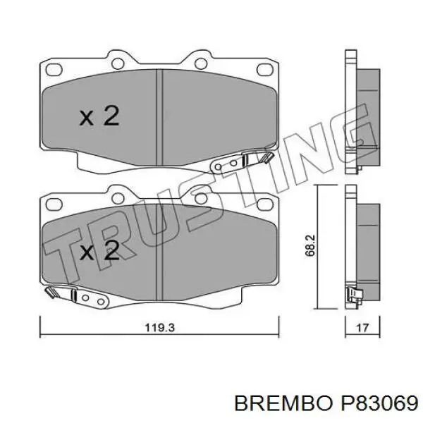Купити P83069 Brembo Колодки гальмівні передні, дискові
