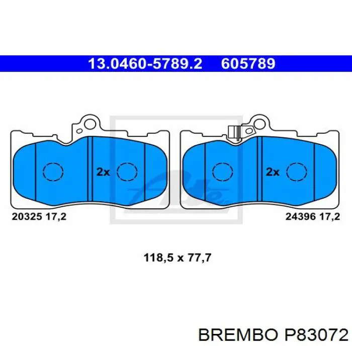 Купити P83072 Brembo Колодки гальмівні передні, дискові