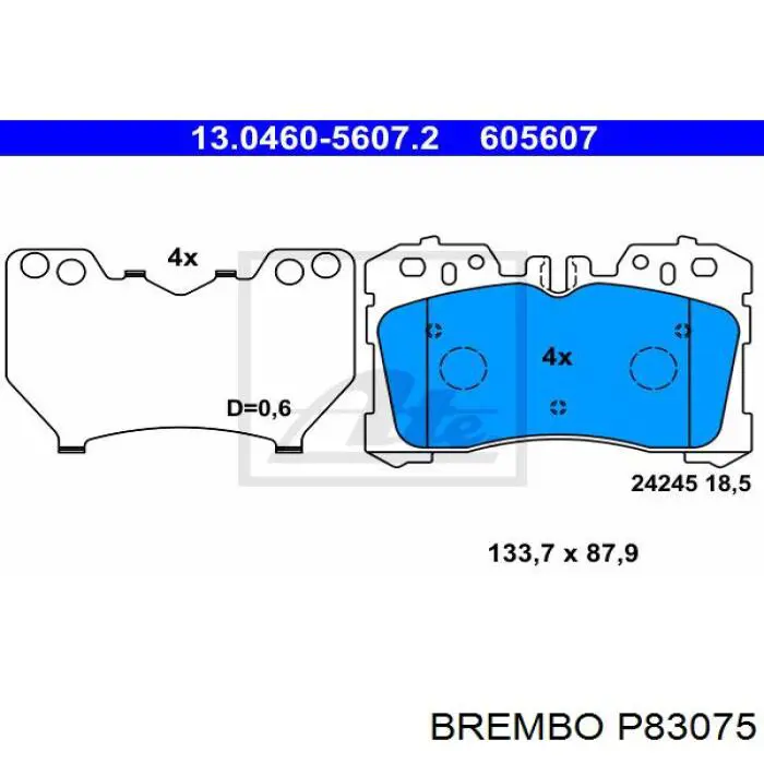 Передні тормозні колодки P83075 Brembo