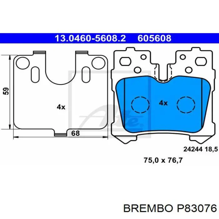 Купити P83076 Brembo Задні колодки
