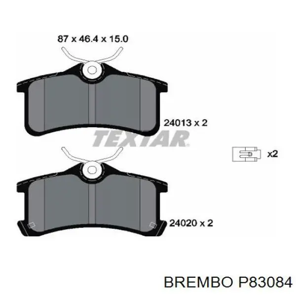 Купити P83084 Brembo Задні колодки