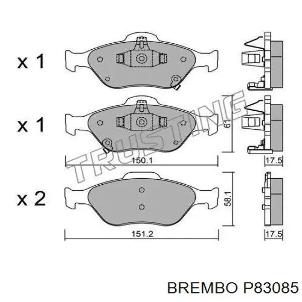 Передні тормозні колодки P83085 Brembo
