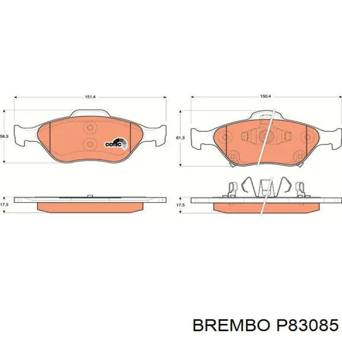 Передні тормозні колодки P83085 Brembo