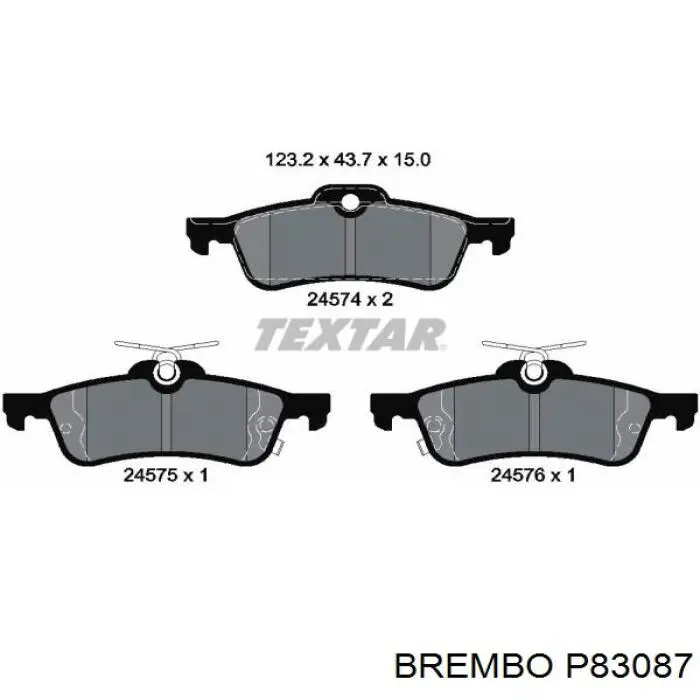 P83087 Brembo колодки гальмові задні, дискові