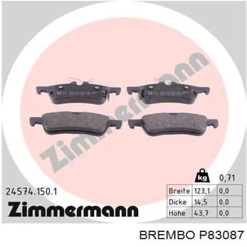Купити P83087 Brembo Задні колодки