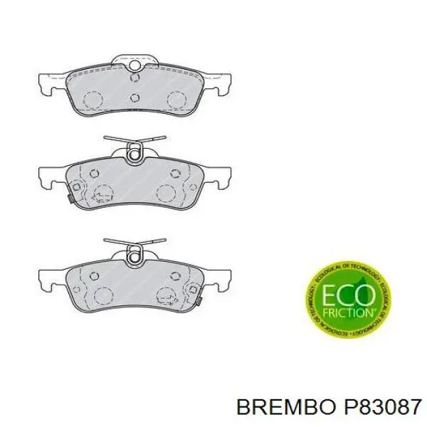 P83087 Brembo Колодки гальмівні задні, дискові