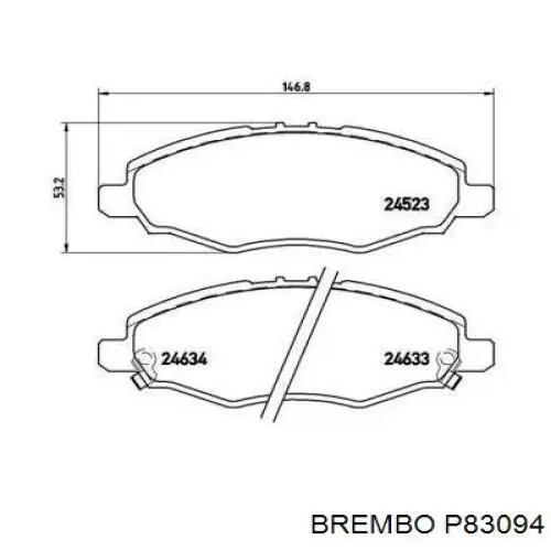 Передні тормозні колодки P83094 Brembo