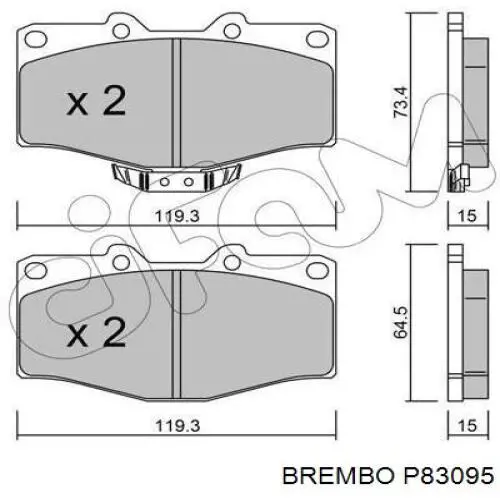 Колодки гальмівні передні, дискові P83095 Brembo