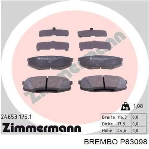 Купити P83098 Brembo Задні колодки