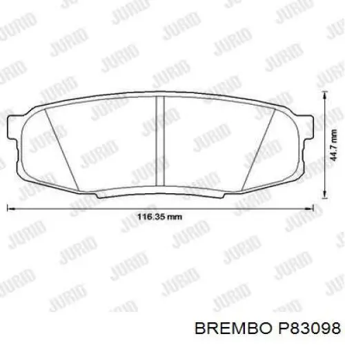 Задні гальмівні колодки P83098 Brembo