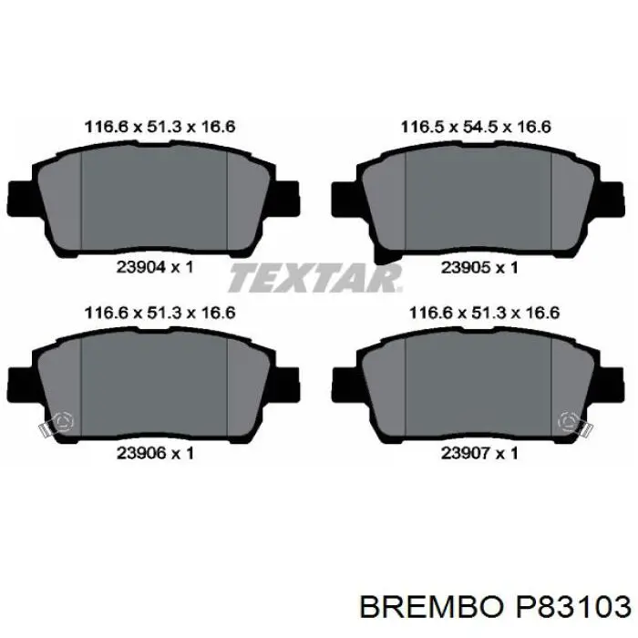Передні тормозні колодки P83103 Brembo