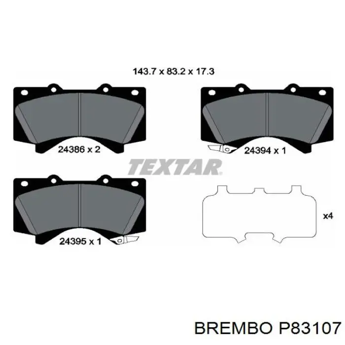 Передні тормозні колодки P83107 Brembo