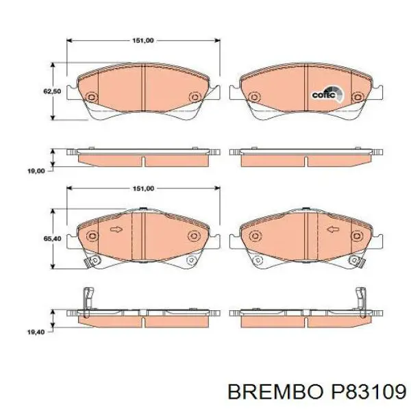 Передні тормозні колодки P83109 Brembo