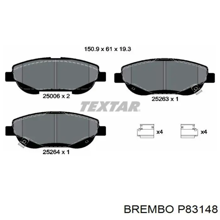 Купити P83148 Brembo Колодки гальмівні передні, дискові