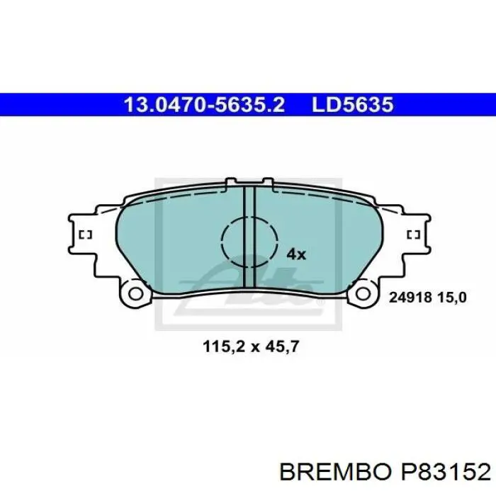 Купити P83152 Brembo Задні колодки