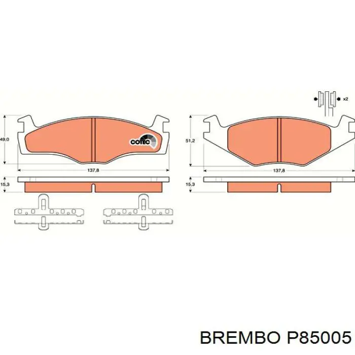 Купити P85005 Brembo Колодки гальмівні передні, дискові