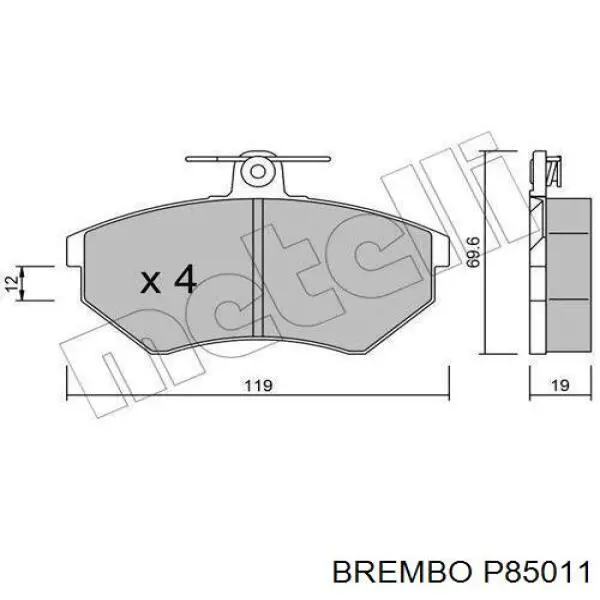 P85011 Brembo колодки гальмівні передні, дискові