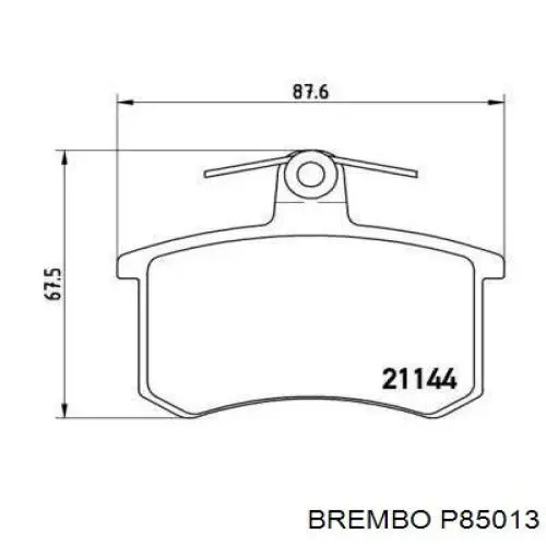 P85013 Brembo колодки гальмові задні, дискові