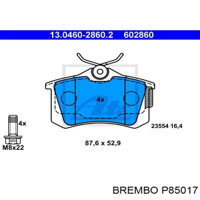 P85017 Brembo Задние колодки