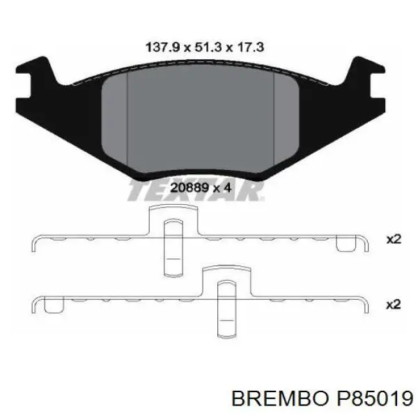 P85019 Brembo колодки гальмівні передні, дискові