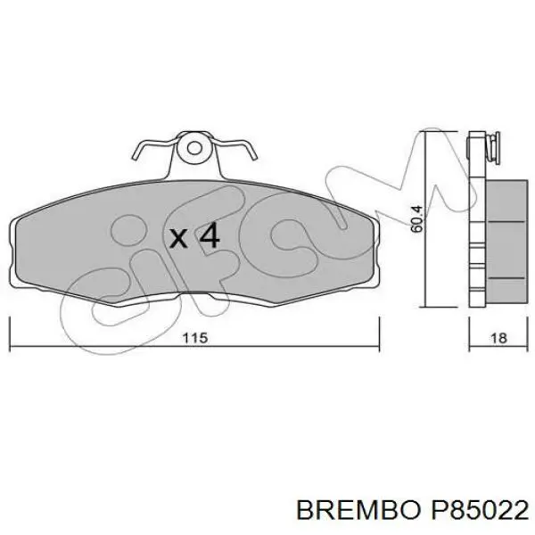 Тормозні колодки Brembo P85022