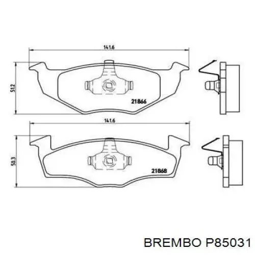 P85031 Brembo колодки гальмівні передні, дискові