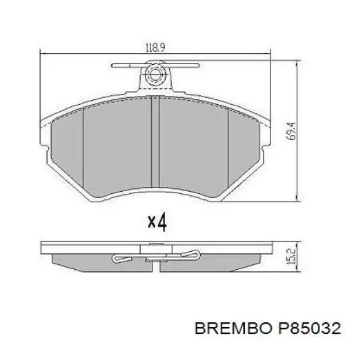 Купити P85032 Brembo Колодки гальмівні передні, дискові