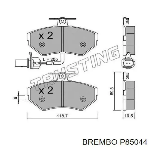P85044 Brembo Передні гальмівні колодки
