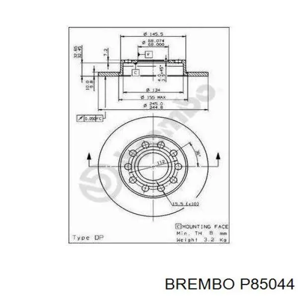 Передні тормозні колодки P85044 Brembo