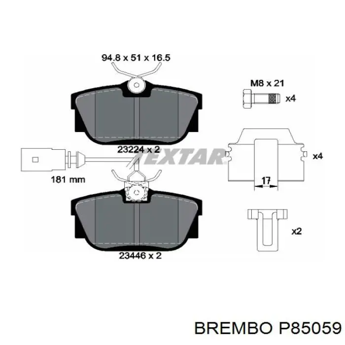 Задні гальмівні колодки Brembo P85059 ціна, від 19.76 USD
