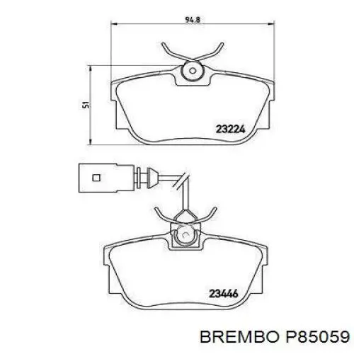 Купити P85059 Brembo Задні колодки