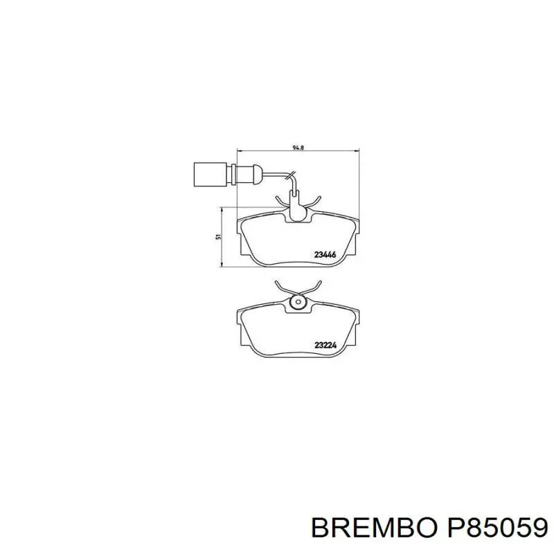 P85059 Brembo колодки гальмові задні, дискові