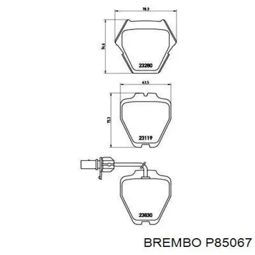 P85067 Brembo колодки гальмівні передні, дискові