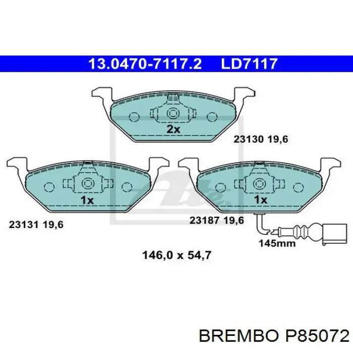 Тормозні колодки Brembo P85072