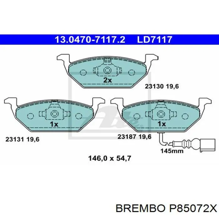 Гальмівні колодки Brembo P85072X ціна, від 27.60 USD