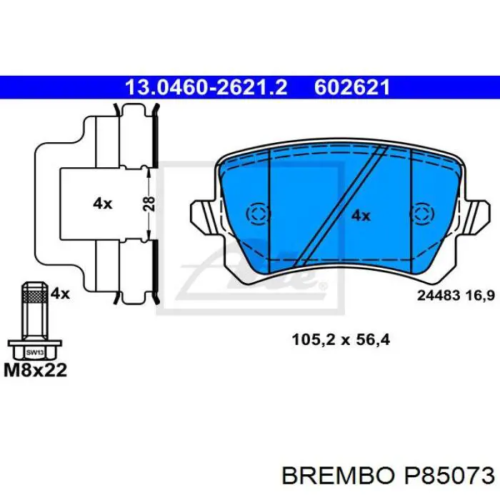 Задні дискові колодки Brembo P85073