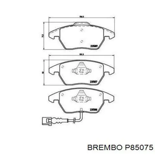 P85075 Brembo колодки гальмівні передні, дискові