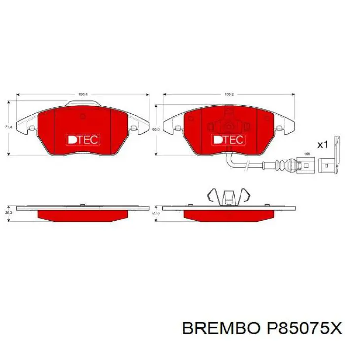 Передні тормозні колодки P85075X Brembo