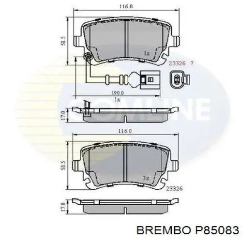 Купити P85083 Brembo Задні колодки