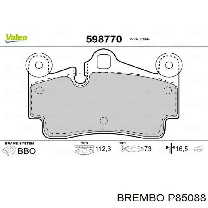 Купити P85088 Brembo Задні колодки