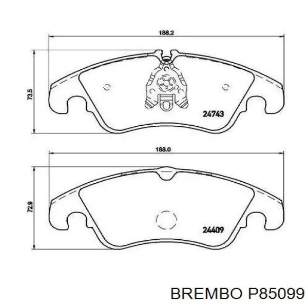 Задні гальмівні колодки P85099 Brembo