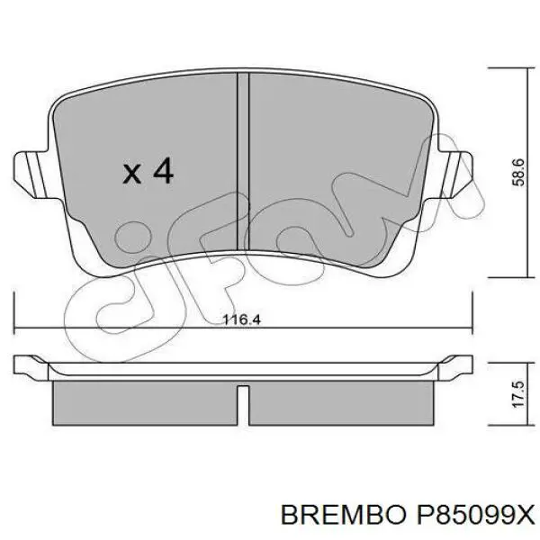 Задні гальмівні колодки Brembo P85099X ціна, від 40.86 USD
