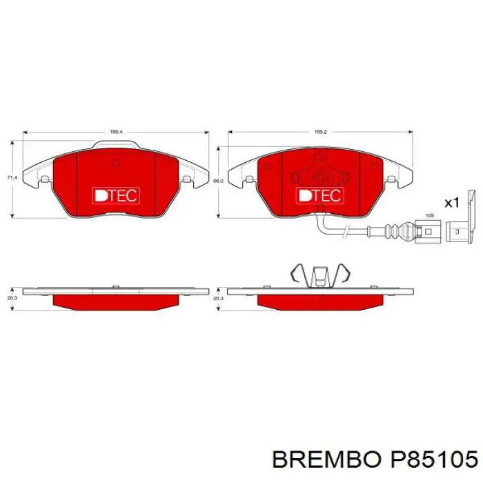 P85105 Brembo колодки гальмівні передні, дискові